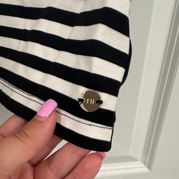 Tommy Hilfiger Black and White Striped Muscle Tee - Picture 2 of 5